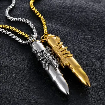 V. Ya Steampunk Živali Scorpion Bullet Obeski, Ogrlice Zlata Barva Titanium iz Nerjavečega Jekla Unscrewed Izjavo za Moške Nakit