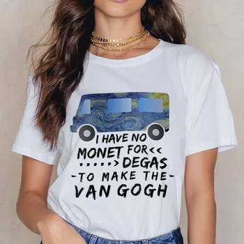 Van Gogh Umetnosti Črke Natisni T-shirt Harajuku Priložnostne Smešno Majica s kratkimi rokavi Ženske Ullzang Kratkimi Rokavi Tshirt Grafični 90. letih Vrhu Tees Ženski