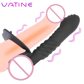 VATINE Dvojno Penetracijo Analni Čep, Vibrator Vagina Priključite Trak Na Kurac Penis Vibrator Butt Plug Vibrator Nekaj Vibrator