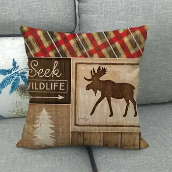 Vintage Božični Okraski, Blazine Nastavite Elk Živalski Vzorec Tiskanja Domači Kavč Mehko Posteljo Vrgel Blazino Dodatki