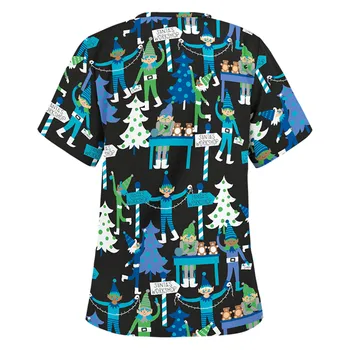 Visoka Kakovost Božič Tiskanja Delovnih Grmišča Vrhovi Pet Ljubkoval Uniforme Risanka Kozmetični Salon Delovna Oblačila Harajuku Tshirt #