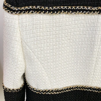 VISOKA KAKOVOST Najnovejši 2020 Jesen Zima Oblikovalec Jakna Ženske Barvo Mozaik Volne Mešanice Tweed Jakna