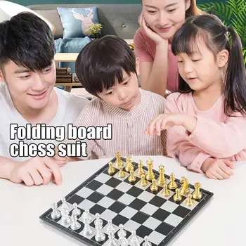 Visoka Kakovost Šahovsko Igro Srednjeveška Šahovska Garnitura Z Šahovnici Šahovske Figure, S Šahovnici Zlato, Srebro Magnetni Šah