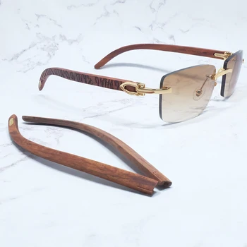 Vklesan Palisander Sončna Očala Moških Rimless Oblikovalec Carter Sončna Očala Vintage Modnih Očal Rimless Kvadratnih Očala Odtenki