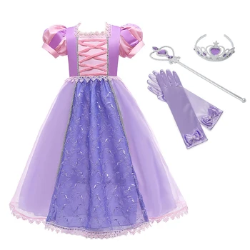 VOGUEON Nova Dekleta Rapunzel Zapleten Obleko Otroci Fancy Princesa Kostum Risani Film Modeliranje Frock Malčka, Vijolična Žogo Obleke Party