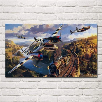 Vojaški zračni boj letal borec dnevna soba dekoracijo doma wall art dekor les, okvir, tkanine, plakati KF792