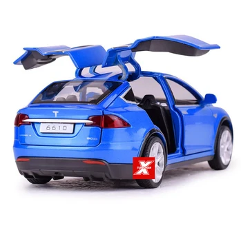 Vroče 1:32 obsega kolesa diecast čisti električni avtomobil Tesla MODEL X90 kovinski model s svetlobo, zvok, potegnite nazaj vozila igrača zbirka