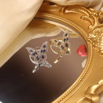 Vroče prodajo modni nakit lepe baker vdelan cirkon metulj odpiranje indeks prst prstan smart ples stranka obroč