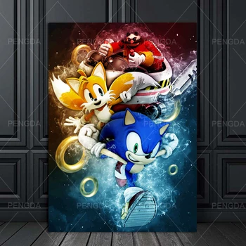Wall Art HD Natisnjeni Sonic Hedgehog Fotografij, Platno Doma Dekor Modularni Anime Igra Lik Slikarstvo Cuadros Za dnevno Sobo