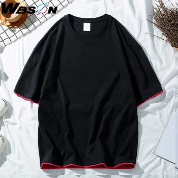 Wbson Bombaž Barva T-shirt Moški Ženske Priložnostne Godd Tkanine Vrh Tees 7 Color Plus Velikost S-6XL HLNH-2101