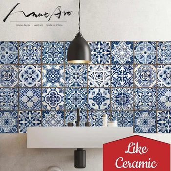 Wc kuhinja dekoracijo simulacije Modre in bele keramične diy Nalepke Sodobne dom dekor dodatki stenske umetnosti zidana ozadje