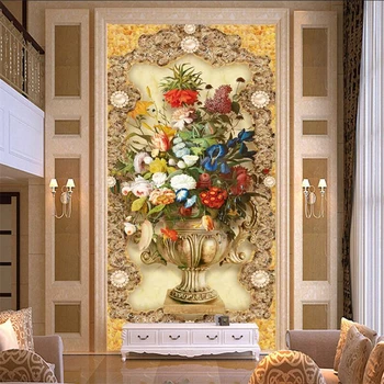 Wellyu po Meri zidana 3d fotografije za ozadje Evropske vzorec oljna slika cvet marmorja vhod ozadje обои dekorativno slikarstvo