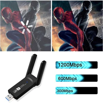 Wifi Adapter 1200Mbps 2.4 G 5G Dual Band Wi-fi USB3.0 w/ CD Gonilnika LAN Ethernet 1200M Omrežna Kartica Wireless USB Dongle Antena