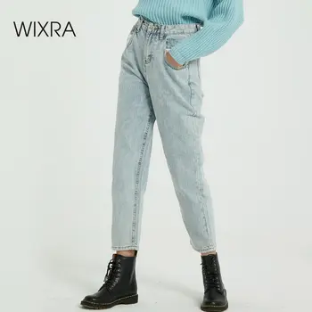 Wixra podkrepljena BF Priložnostne Žensk Denim Jeans Hlače Visoko Pasu Žepi Hlače Spomladi Jeseni Dame Jeans