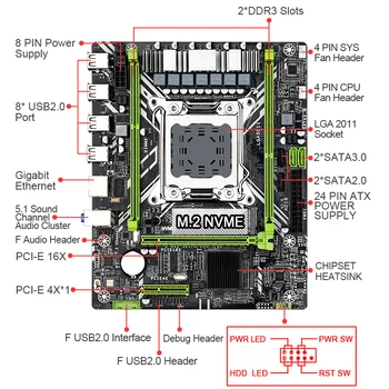 X79 D motherboard LGA2011combos E5-2630 V2 CPU 2pcs x 4 GB = 8GB DDR3 RAM 1333 PC3 10600 Memory