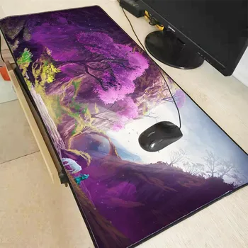 XGZ Fantasy Vijolično Drevo Krajine Gaming Zaklepanje Rob Mouse Pad Velike Računalnik Mousepad Gume Desk Mat za Prenosnik za LOL Dota 2