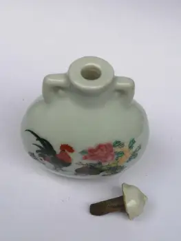 YIZHU CULTUER ART Collection Stari Kitajski Famille rose Porcelana Slikarstvo Petelin Družino Snuff Steklenico Dekoracijo Darilo