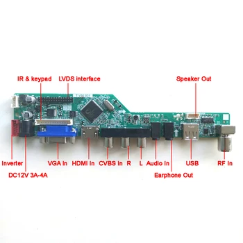 Za B150XG01 V2 T. V56 pogon kartica odbor LVDS 1CCFL 30-Nožic tipkovnice+Remote+Inverter LCD monitor VGA, USB, AV RF DIY kit