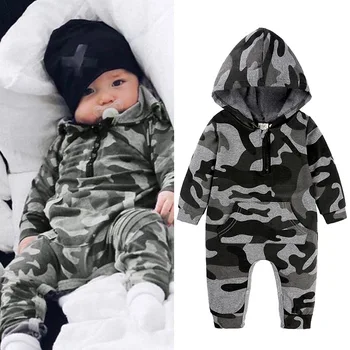 Za malčke Baby Boy Hooded Prikrivanje Romper Newborn Baby Dolg Rokav Romper Novo Toplo Jesen Jumpsuit Obleko Fantje, Oblačila 0-2 let
