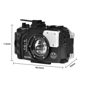 Za Olympus TG6 Primeru 60M/195ft TG6 Podvodno Potapljanje Fotoaparat Ohišje Vodotesno Ohišje Z Dvojno Fiber-Optic vrata