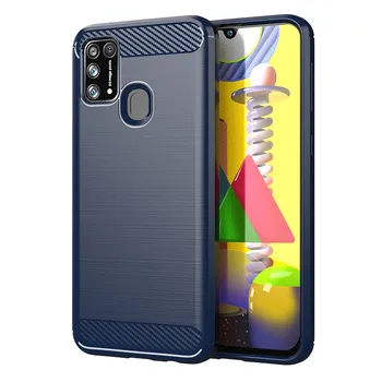 Za Samsung Galaxy F41 Primeru Luksuznih Ogljikovih Vlaken Kože Polno Mehko Silikonsko Pokrov Ohišje Za Samsung M21S M21 S Telefona Primerih