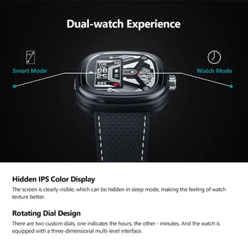 Zeblaze Hibridni 2 Smartwatch Srčni utrip 50M Nepremočljiva 0.96