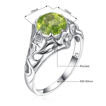 Zelena Peridot 925 Srebro Obroč Za Ženske Minimalističen Nakit Oljčno Gemstone Lepe Vile Nastavitev Si Ringen Stranka Panike nakup