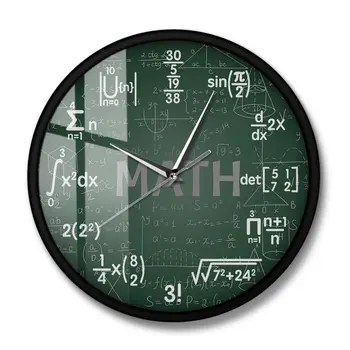 Zeleno Tablo Matematičnih Formul Stenske Ure, Ki Visi Zid Gledam Nazaj V Šolo Znanost, Matematika Umetnost Stenski Dekor Matematiko Geek Darilo