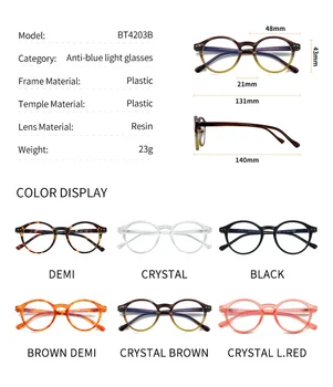 ZENOTTIC Anti Modra Svetloba Računalnik Očala Ženske Moški Retro Krog Antiblue Žarki Očala Očala za Kratkovidnost Optični Okviri za očala