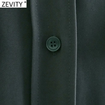 Zevity 2021 Ženske Safari Slogu Dvojno Zadrgo Dekoracijo Kratek Delavska Bluzo Urad Dama Poslovne Srajce Elegantna Blusas Vrhovi LS7569