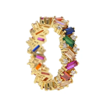 Zlato, ki je napolnjena 2019 novo prispeli nakit posla band ring polno cz tlakovane pisane kubičnih cirkonij krasen nakit prstani