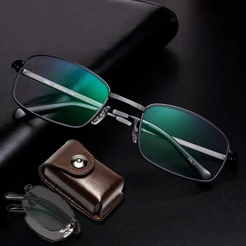 Zložljivi Photochromic Obravnavi Očala Moških Progresivna Multifokalna Presbyopic Očala Anti-modra Lahkih Kovin Celotno sliko Končal