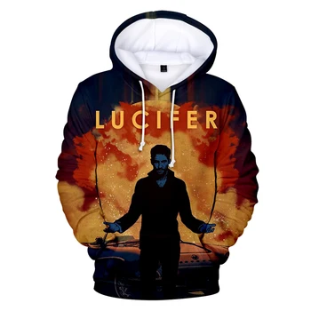 Črn pulover s kapuco Lucifer 3D Hoodies Moški/ženske Lucifer Morningstar Lepo Prostem Moške, ki so Hoody Jeseni, Pozimi Moške Dolge Hoodies