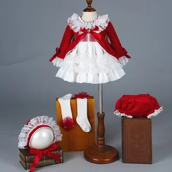 Špansko Sodišče Veter Princesa obleko 4pcs Nastavite otroška Oblačila Quinper Otroci Obleko Darilo za Rojstni dan Malčka Obleke Lolita Style