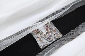 Ženske diamanti beading očesa tutu krilo obleko črne seksi tulec plesti vrhovi puloverji barvo krilo dva kosa iz leta 2019