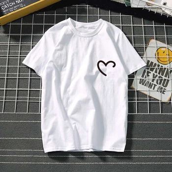 Ženske T-shirt 2020 Poletje Ljubezni Srce Linije, Preprosta majica s kratkimi rokavi Ženske Tumblr Punk Kawaii Harajuku Bombaž Ulične Tee Shirt Femme