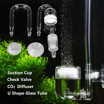1 Nastavite Akvarij CO2 Sistem Difuzor Preverite Ventil U Oblikovani Stekleni Cevi Upogibajte Opremo DIY Difuzijo Regulator Sesalni Deli