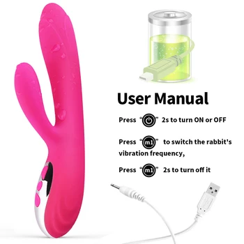 10 Hitrost Rabbit Vibrator za klitoris G Spot Stimulator Ženska Masturbacija Dvojno Motornih Ogrevanje opozarjanje z Dildos Sex Igrače Za Ženske