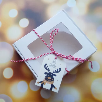 10 kos Papirja, Darilne Škatle Z Belo Elk Tags Darilo Božično Dekoracijo Škatel Bela Črna Kraft Papir Polje Z Okna Božič Darilo