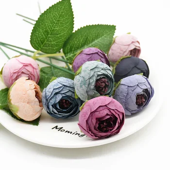 100 kos Umetne Svile cvetja čaj popkov vrtnice Dom dekoracija dodatna oprema Diy Poroko Broška Scrapbooking Pokrivala Zapestje cvet
