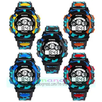 100 kozarcev/veliko HONHX 62 camo slog otroci digitalni watch silikonski material šport zapestje gledati na debelo digitalno uro za unisex