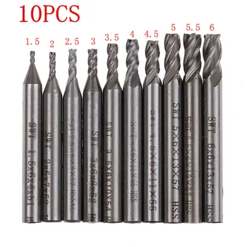 10Pcs/veliko hitroreznega Jekla 1.5-6 mm HSS Naravnost Kolenom 4 Dimnih Koncu Mlin Rezalnik CNC Vrtalnik Malo Orodje, ki Določa
