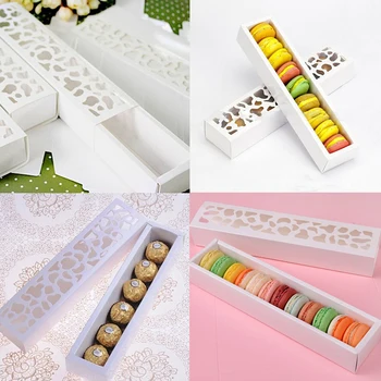 10pieces/paket Macaron Pakiranje Polje Pravokotne Pakiranih Piškotov Papir Polje za svate Torto Shranjevanje Dekoracijo