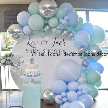 113pcs Balon Garland Kit Balon Arch Tiffany Modra Iver Chrome Poroka Poročni Tuš Rojstni Baby Tuš Dekoracijo
