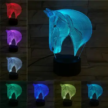 12 Vrste Konj 3D LED USB Lučka 7 Barve Dotik Daljinsko Spalna Živali Noč Svetlobe Doma Deocration Luminaria Otrok Rojstni dan Presen