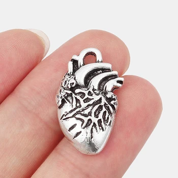 15pcs Anatomski Organ 3D Srce Čare Obeski DIY Nakit, Izdelava Ugotovitve 26*15 mm