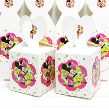 18/30/42/54 kos Minnie Mouse Otroci Uslug Škatle Darila Baby Tuš Dekoracijo Papir Minnie Kokice Happy Birthday party Supplies