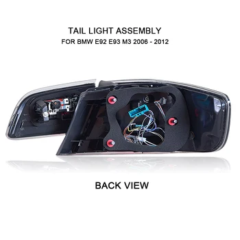 1Pair LED Rep luči za BMW E92 E93 M3 330 335 2006-2012 Rdeče Prekajene Black LED Rep Lučka Obračanja Signal Zavorna Luč Povratne Svetlobe