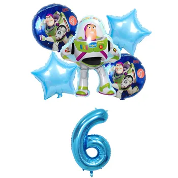 1set globos Igrača Zgodba 4 woody Buzz Lightyear folija baloni 32Inch Število baby boy Blue zraka baloes rojstni dekor otroci igrače