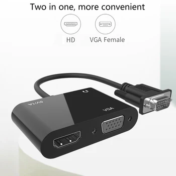 2 v 1 VGA HDMI je združljiv + VGA Video Pretvornik Kabel Adapter z Dvojno Vmesniki 1080P Mikro USB za Prenosni RAČUNALNIK TV